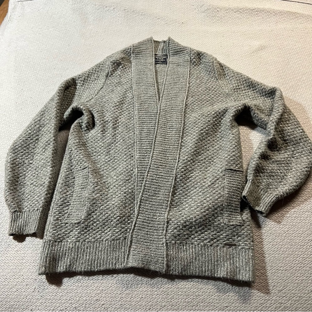 Abercrombie & Fitch Women’s Grey Wool Blend Open Soft Sweater Cardigan Small EUC